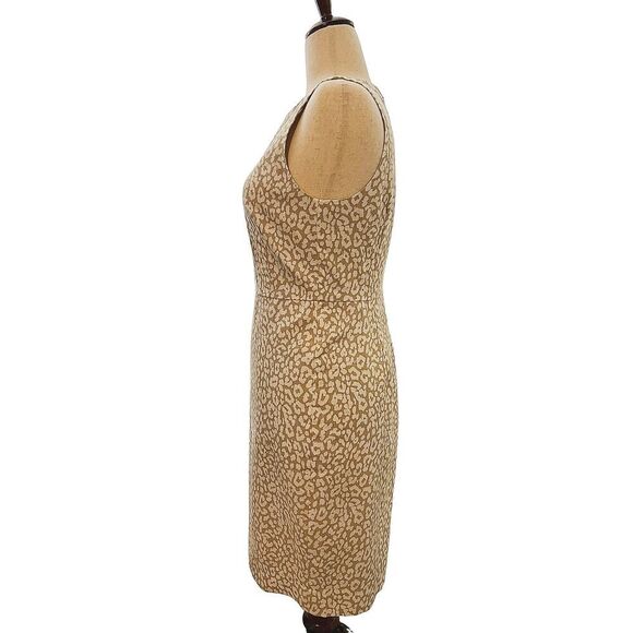 J. Crew Women's Cream Basketweave Leopard Sleeveless Sheath Pencil Dress Size 10 - Picture 3 of 10
